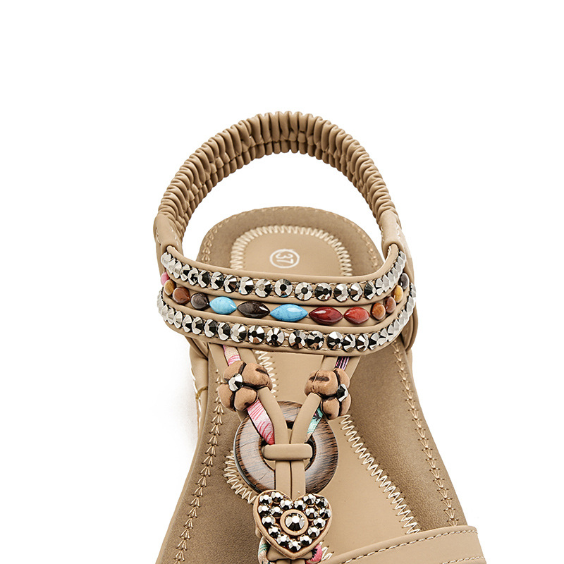 ielts run new summer 2025 spring and summer rhinestone casual seaside beach flat sandals women's comfortable all-matching 676- Application Scenario