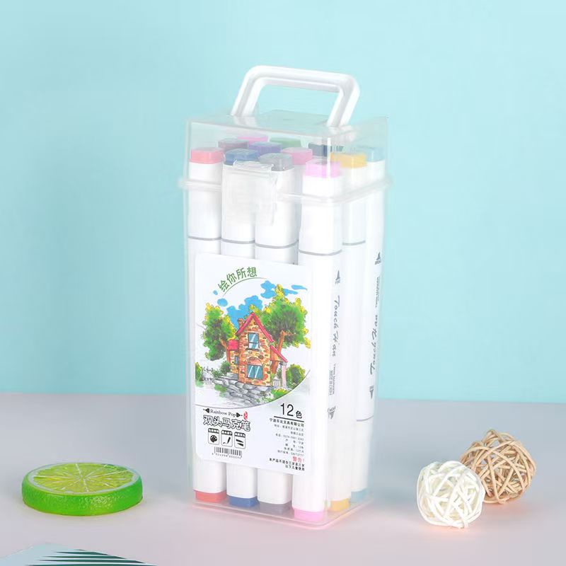 Muhui Acrylic markers, a complete set of hand-held colored oil-based double-water-head markers for children and students' art and painting Item Picture