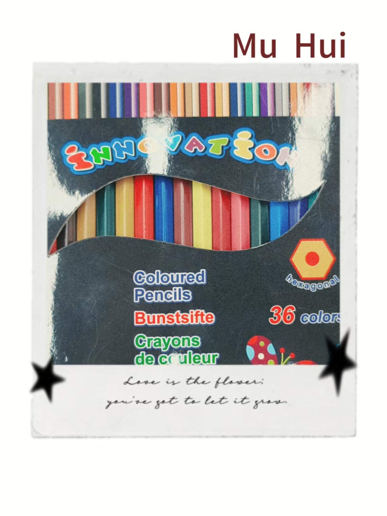Muhui colored pencils, plastic recycled materials, 12-color, 18-color, 24-color, 36-color water-soluble children's colored pencils, specially designed for drawing full figure