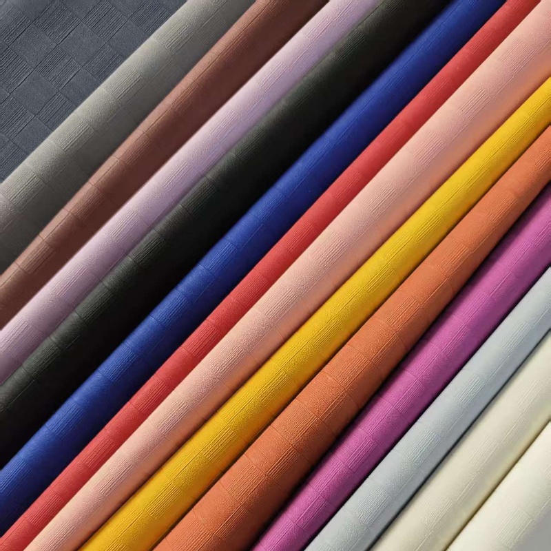 2025新款厂家直销现货环保拉毛底大方格子纹PVC箱包皮革包装材料详情2