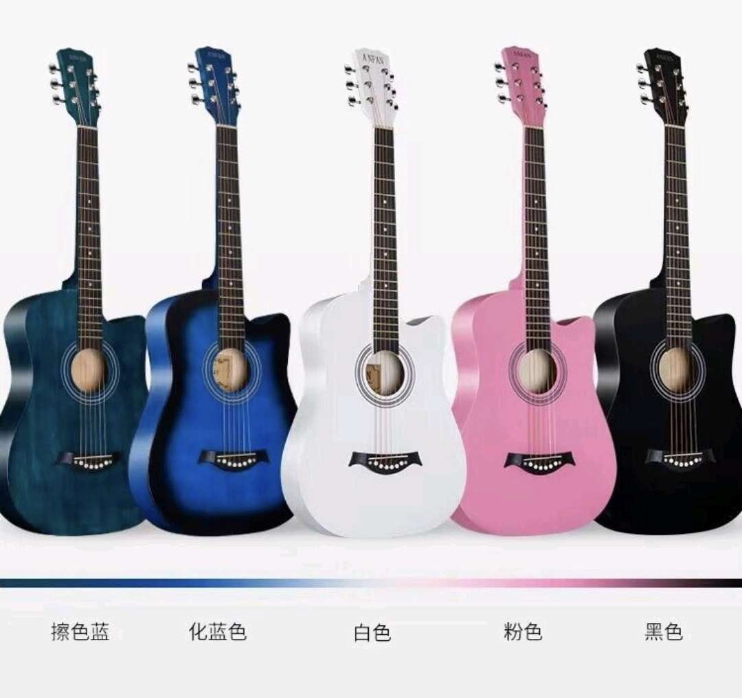 霞乐乐器吉他批发38寸大量现货41寸批发民谣木吉他初学者练习