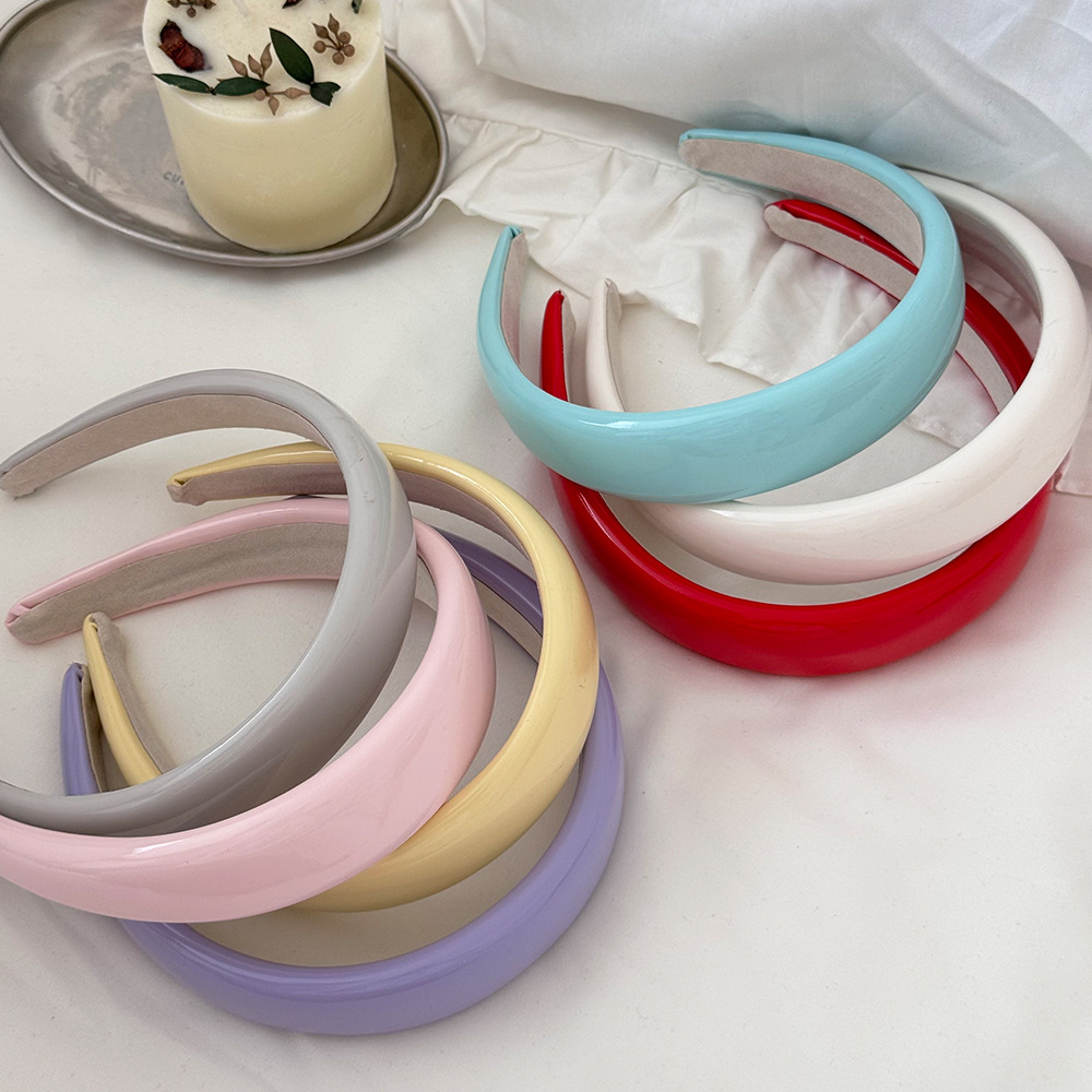 Korean style leather sponge hair band, French high top and wide edge hair clip headband, pressure hair accessory, versatile hair accessory full figure