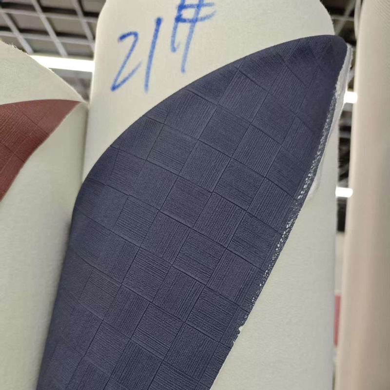 2025新款厂家直销现货环保拉毛底大方格子纹PVC箱包皮革包装材料详情5