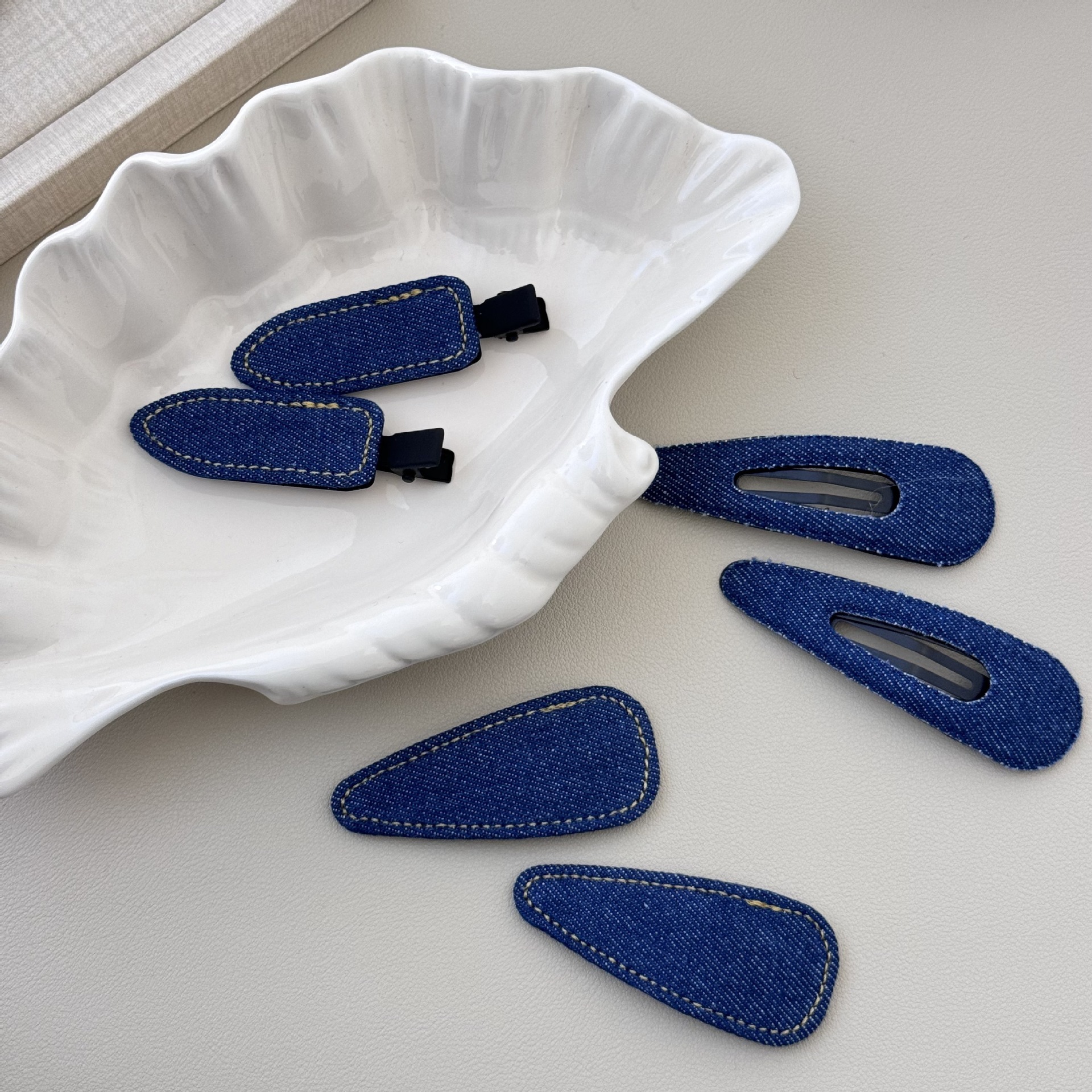 牛仔纯色BB夹韩国气质小香风边夹侧边刘海发夹女前额夹子发卡头饰