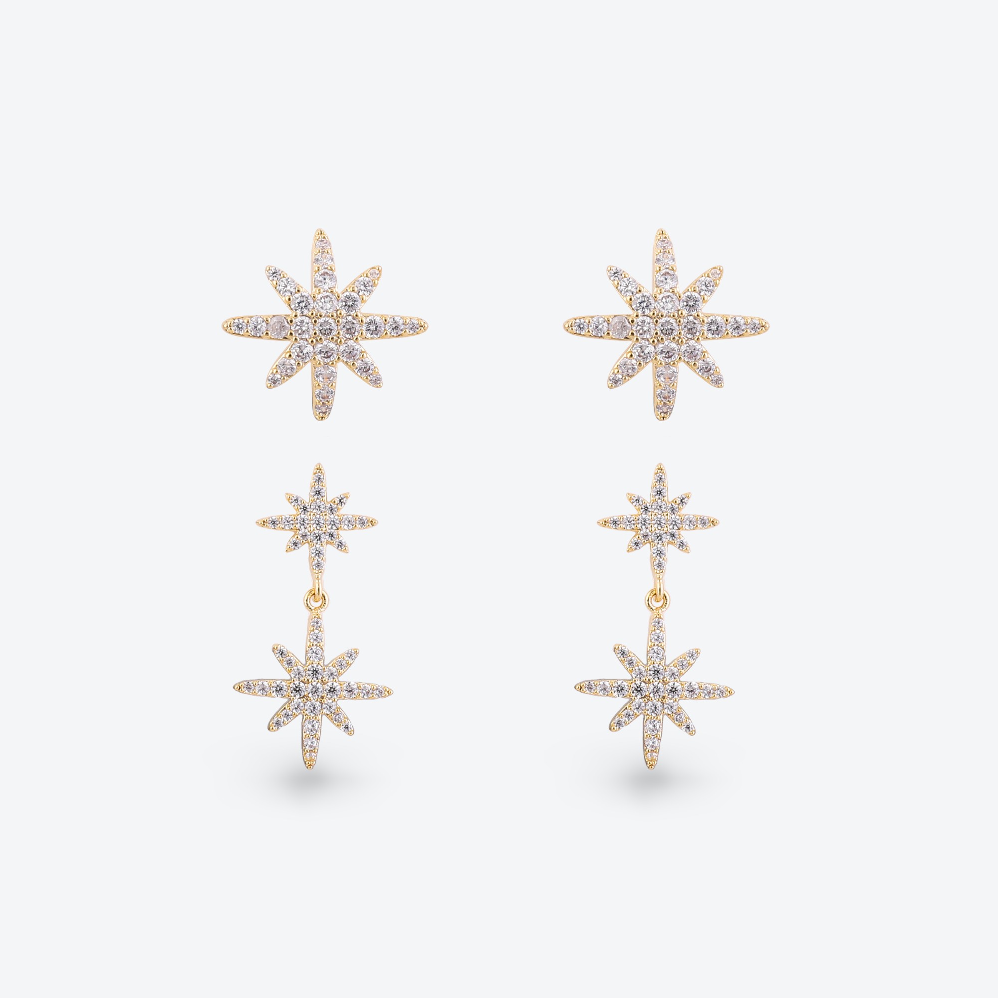 Xuhui brand exquisite and light luxury copper plated with real gold and zircon inlaid 925 silver needle star AB style luxurious design fashionable stud earrings Application Scenario