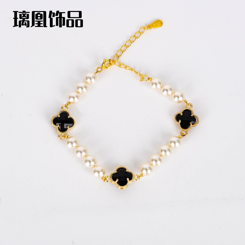 Lihuang Jewelry Cross-border Necklace, simple and elegant four-leaf clover necklace, European and American earrings, necklace jewelry set wholesale