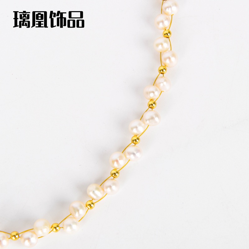 Lihuang Jewelry Freshwater Pearl Butterfly Necklace, feminine charm, Internet celebrity fashion, Super fairy butterfly pull-out Adjustable bracelet set Item Picture