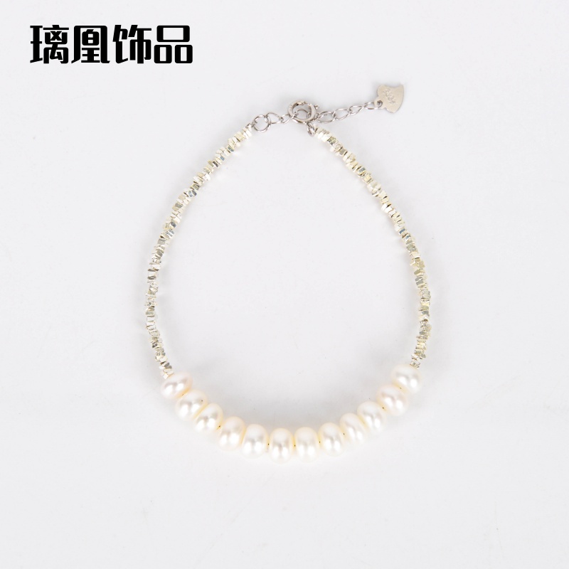 Lihuang Jewelry French high-quality natural freshwater rice grain Pearl S925 silver gold-plated beaded niche necklace bracelet for women