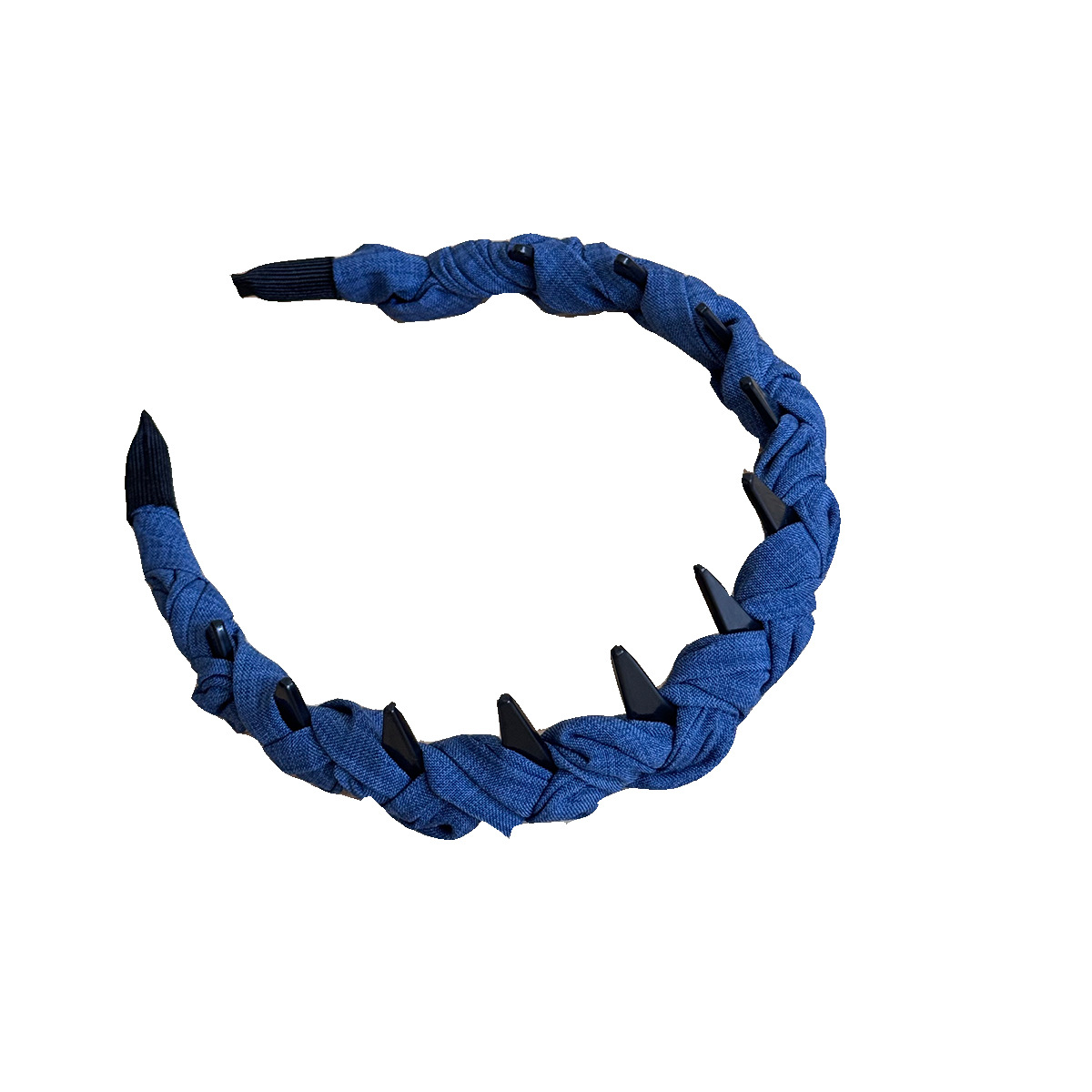 Denim blue wavy toothed high top hairband for women to press hair and wash face, anti-slip headband for broken hair, a perfect hair accessory for women Item Picture