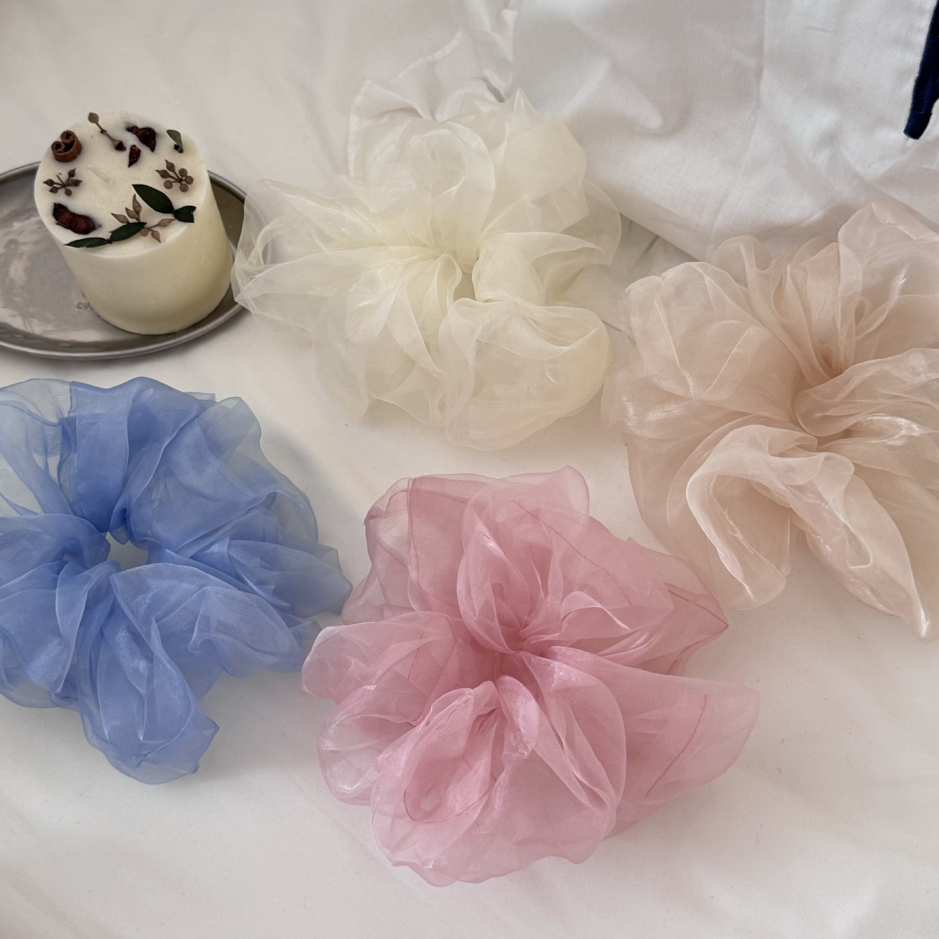 Mint summer Korean style versatile solid color organza hair tie, hair band, hair tie, handcrafted hair tie, ponytail, leather band hair accessory full figure