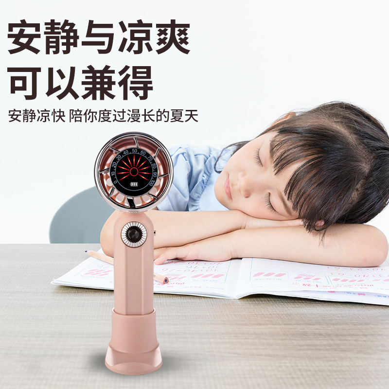 The 2025 new handheld dial mini charging model features a high-speed small fan with LED digital display, strong wind force and multiple adjustable levels pic 4