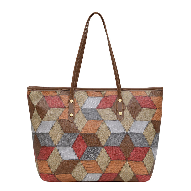 New single-shoulder bag, soft PU leather large bag, women's fashion, large-capacity textured tote women's bag handbag Item Picture