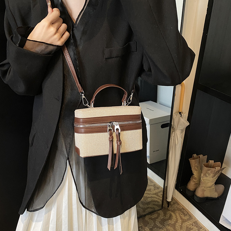 Color-blocking and patchwork box bag for women, new Spring 2025 trendy and fashionable single-shoulder bag, Korean-style quality crossbody bag Specification drawing