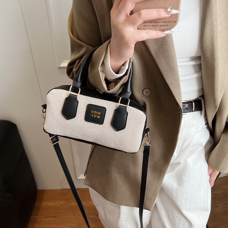 Retro niche bowling bag, women's handbag, Spring 2025 new simple single-shoulder crossbody bag, Boston bag Specification drawing
