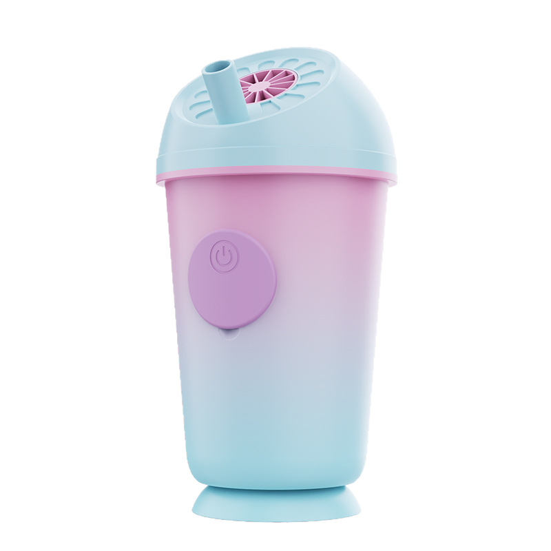 2025 Cross-border new product milk tea cup spray fan, high-speed spray water replenishment, soft sound operation, five-speed adjustment, rapid cooling batch Item Picture