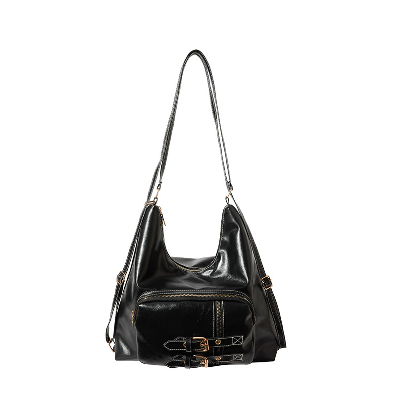 The 2025 new Senmeng bag features a feminine, college-style student single-shoulder bag with a belt and decorative buckle, as well as a motorcycle underarm bag Item Picture