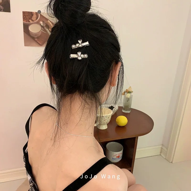 Daily life is very high-end ~ Silver pearl hair clips, women's bangs clips, back of the head headwear, hair accessories, teenage side clips and top clips full figure