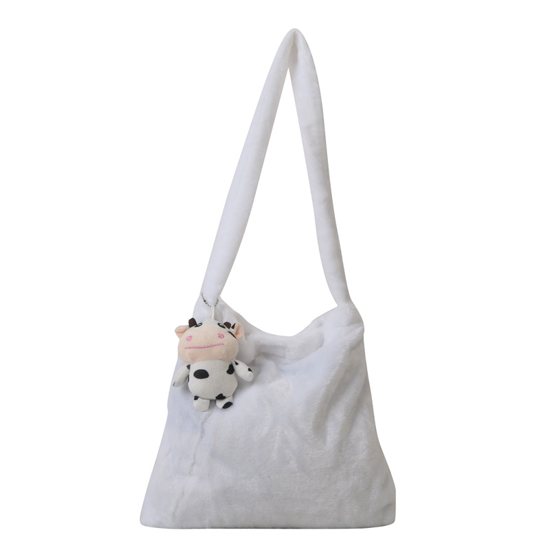 This year's trendy spring single-shoulder bag, a stylish and casual large-capacity crossbody bag made of women's plush and lambskin Item Picture