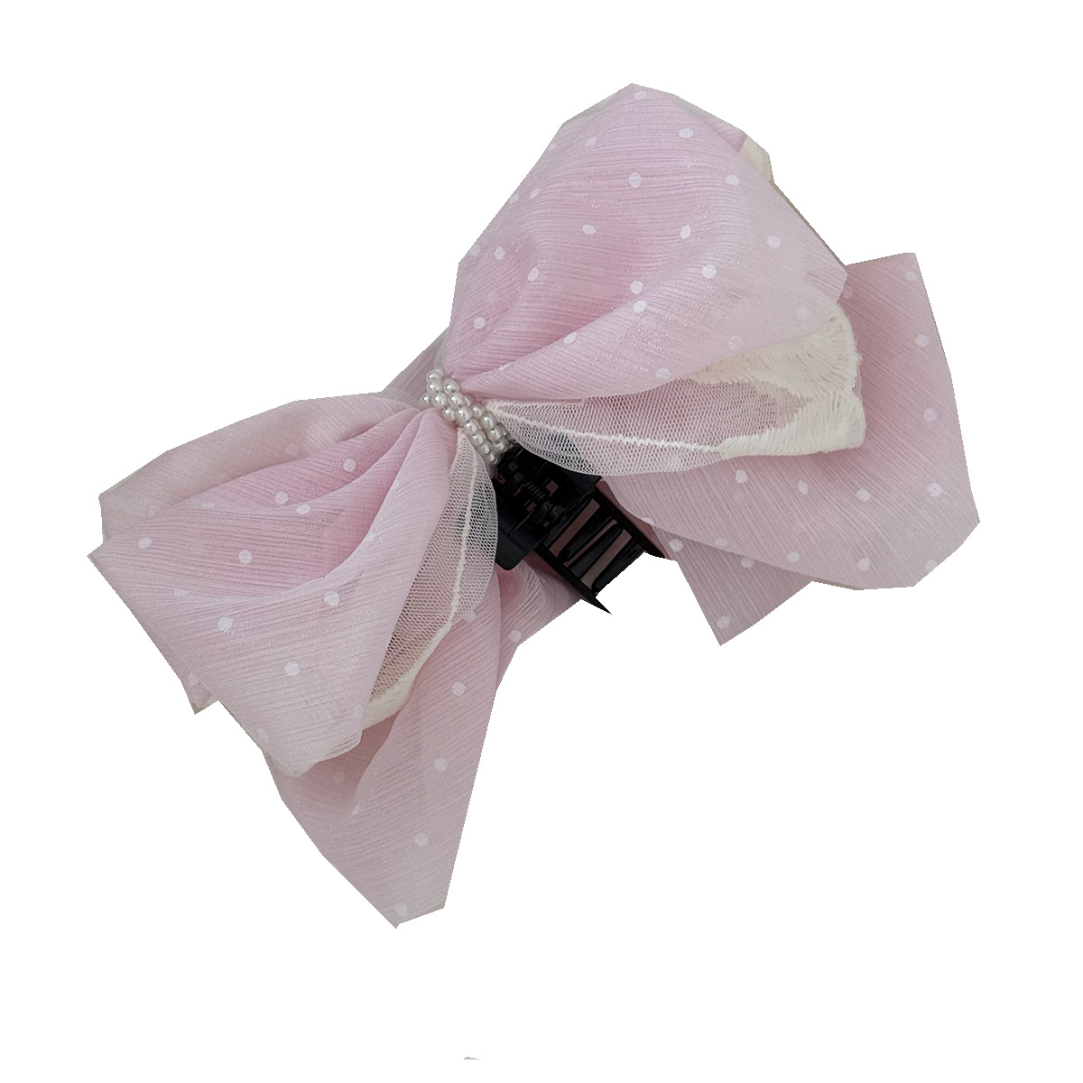 Bowknot starry Sky mesh claw clip women's high-end pearl hair clip at the back of the head 2025 new style ponytail clip hair accessory Item Picture