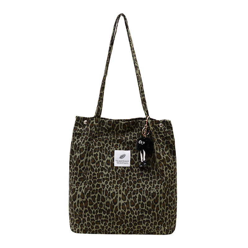 Leopard print women's bag, single-shoulder bag, Korean-style large-capacity hand-held women's bag, commuting French-style tote bag Item Picture