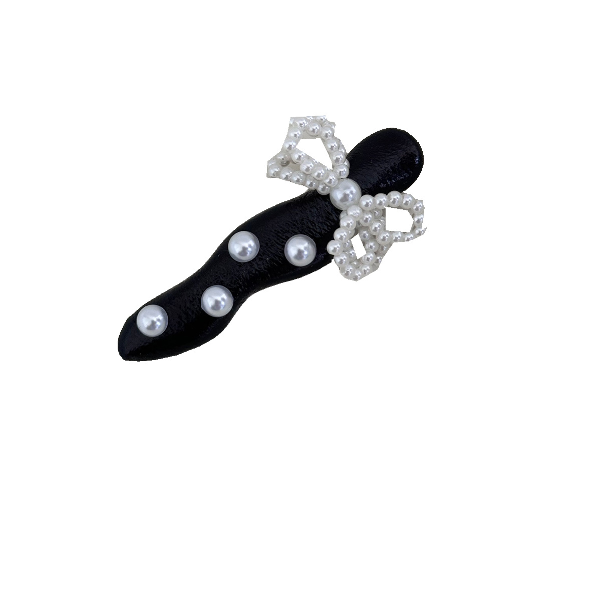 Sweet and cool leather pearl bow, high-end side bangs, hair clips, forehead headwear, new hair clips and hair accessories Item Picture