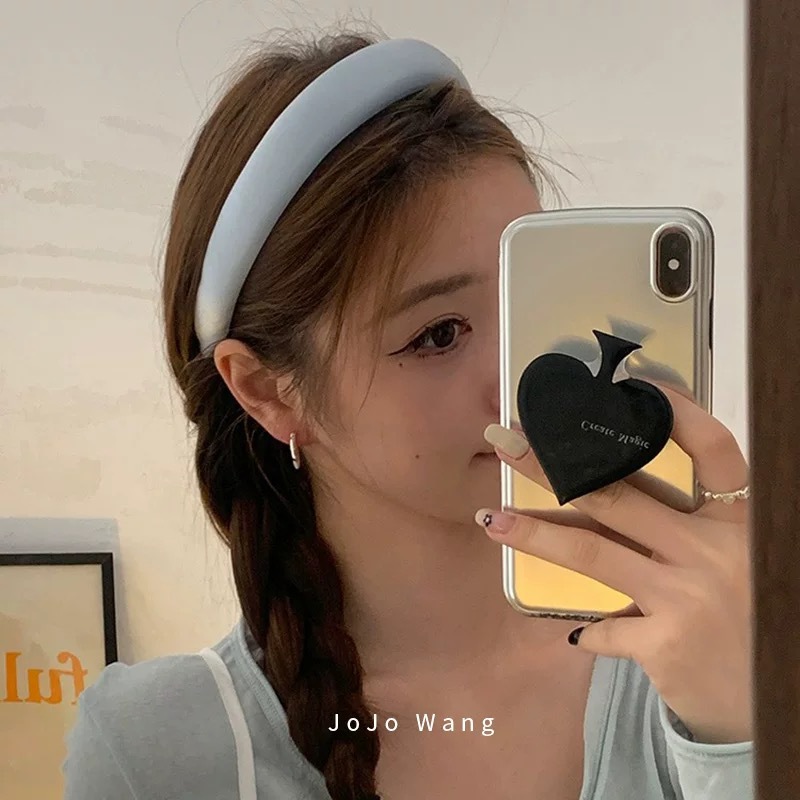 Cool BB blue satin hair band ~ Women's headband for washing face, simple hair clip, Korean headband, hair accessory, hair accessory, hair clip Specification drawing