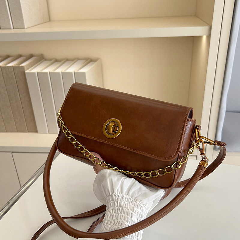 Cross-border high-end handbag for women, 2025 new chain single-shoulder crossbody small square bag, retro and simple underarm bag full figure