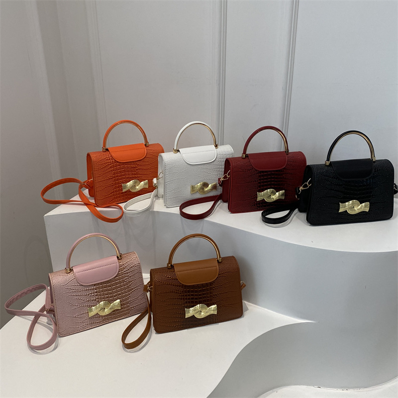 2025 Stone-patterned new Korean-style retro and stylish spring fashion simple crossbody single-shoulder hand-carry small square women's bag Application Scenario