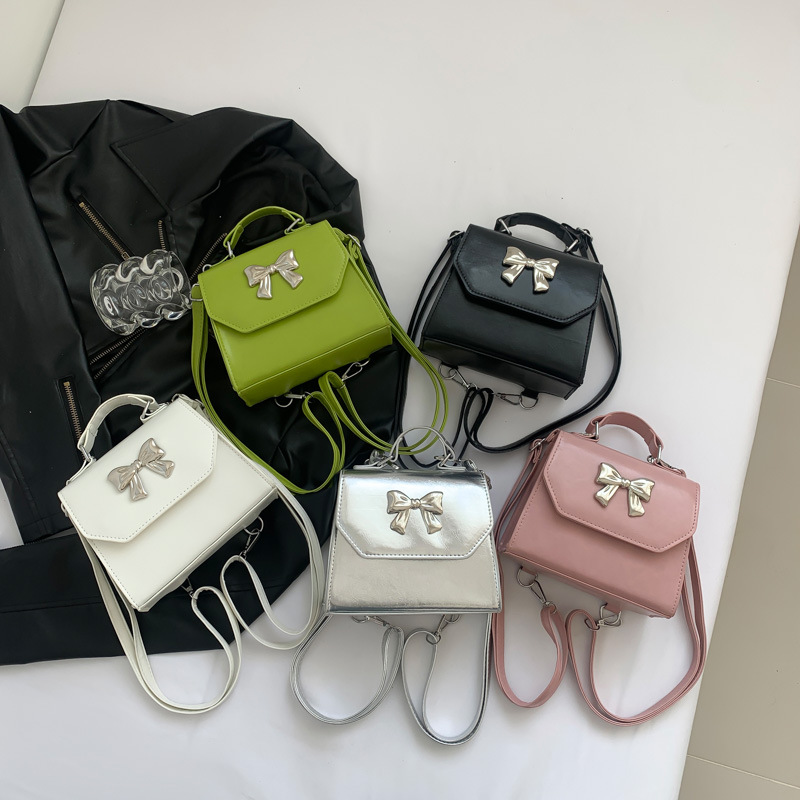 Spring 2025 new solid-color ins single-shoulder crossbody bag, stylish and gentle backpack, bow fashionable handbag Application Scenario