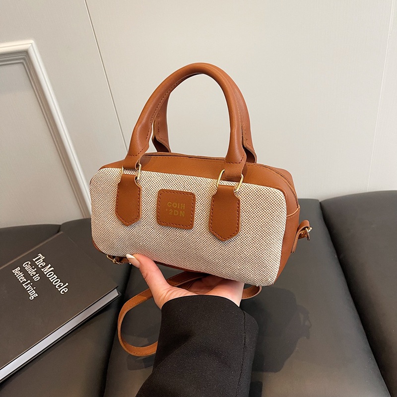 Retro niche bowling bag, women's handbag, Spring 2025 new simple single-shoulder crossbody bag, Boston bag full figure