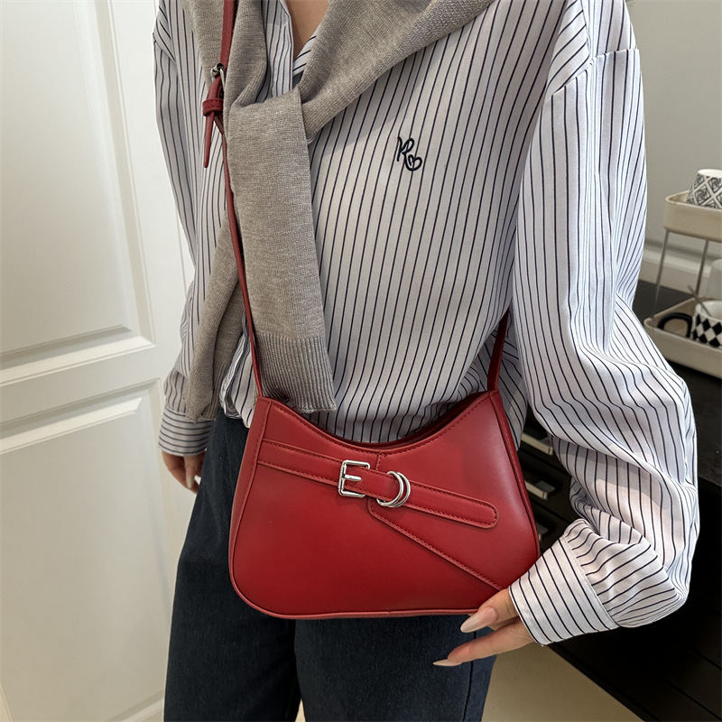 Cross-border fashionable underarm bag for women, Spring 2025 new model motorcycle bag, niche and simple commuting single-shoulder bag Specification drawing