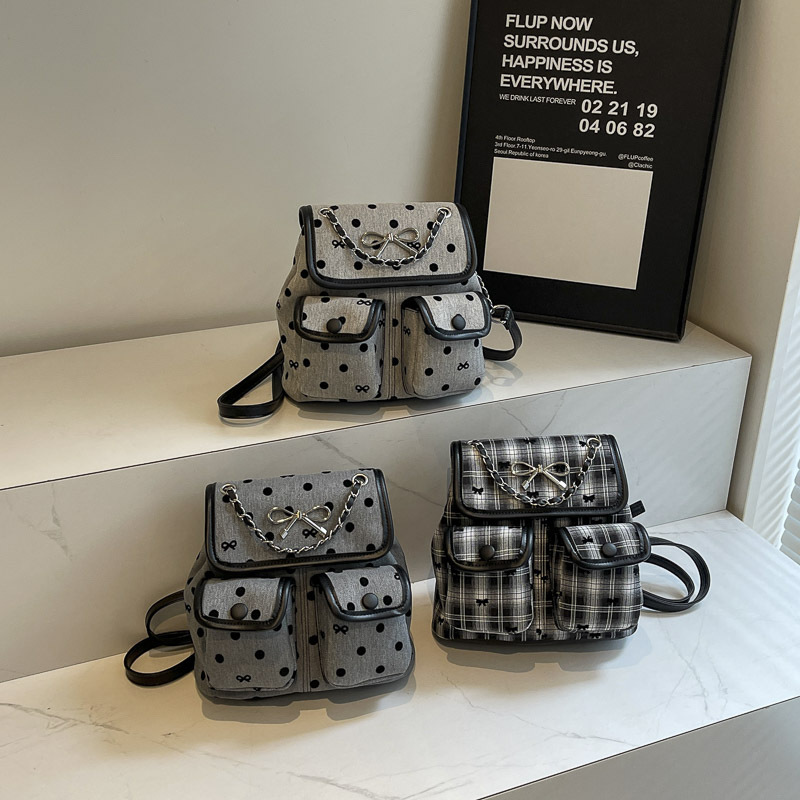 Simple polka dot small backpack for women, 2025 new style canvas single-shoulder bag, niche design, versatile crossbody bag for commuting Application Scenario