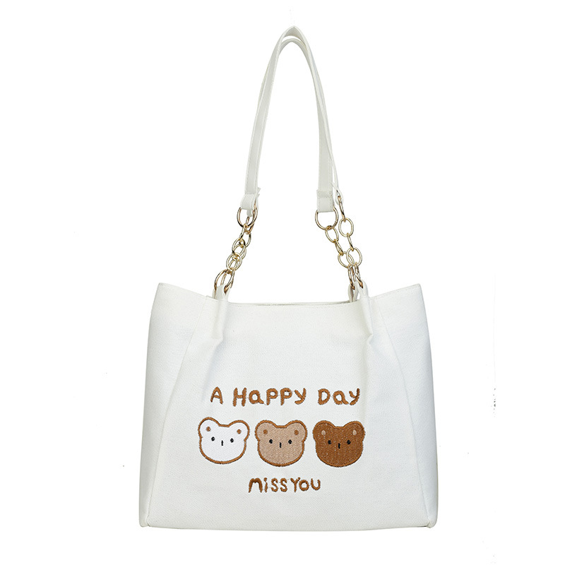 Cute strawberry bear bag for girls, 2025 new style college student commuting bag, large-capacity single-shoulder handbag Item Picture