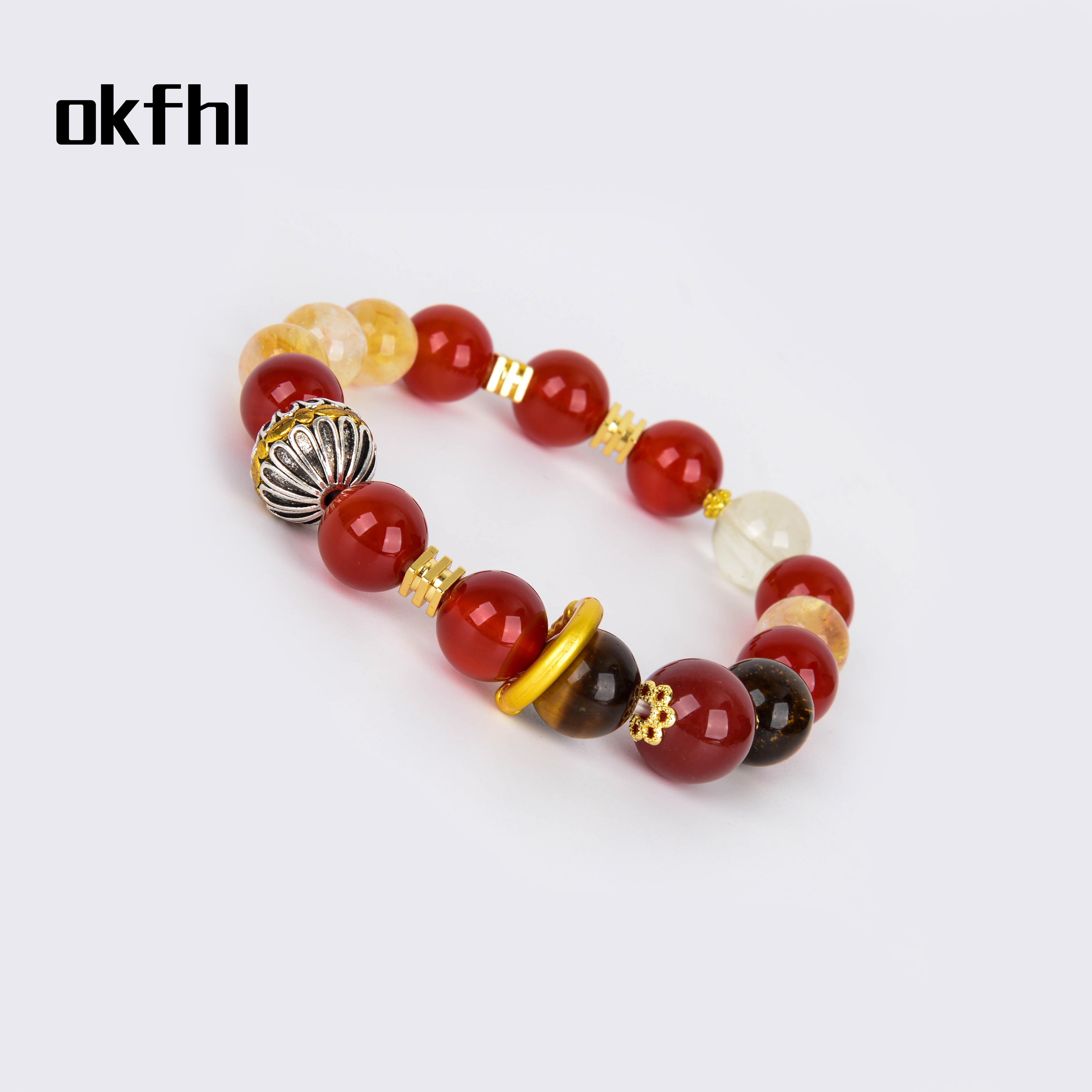 手链/水晶手链/饰品/红绳/五花手链白底实物图