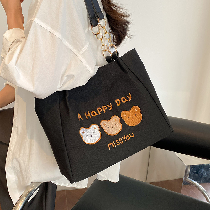 Cute strawberry bear bag for girls, 2025 new style college student commuting bag, large-capacity single-shoulder handbag Specification drawing