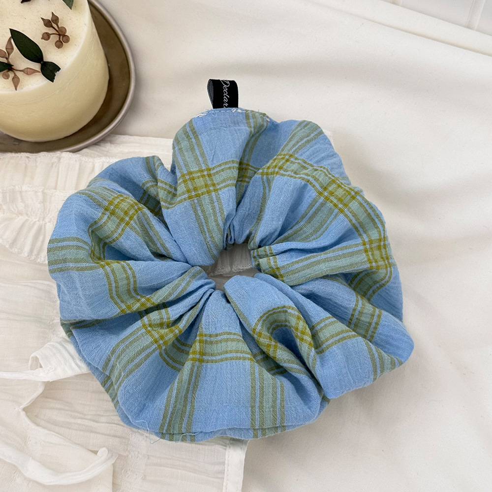 Gentle Korean-style checkered large intestine hair band 2025 new style high-end bun hair tie, elegant headwear full figure