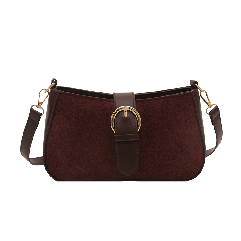 The new vintage women's bag from Maillard in spring, 2025, is a stylish matte leather buckle single-shoulder crossbody bag Item Picture