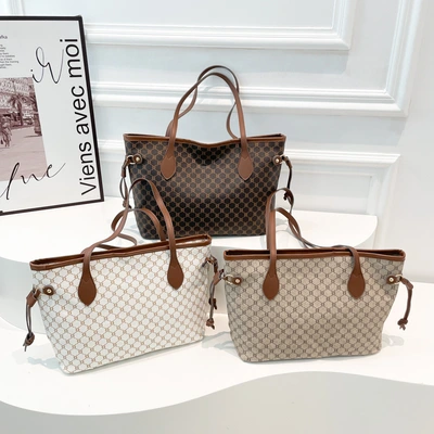 Cross-border bags, high-end retro large-capacity printed bags, new fashionable commuting tote bags, shoulder bags, handbags thumbnail