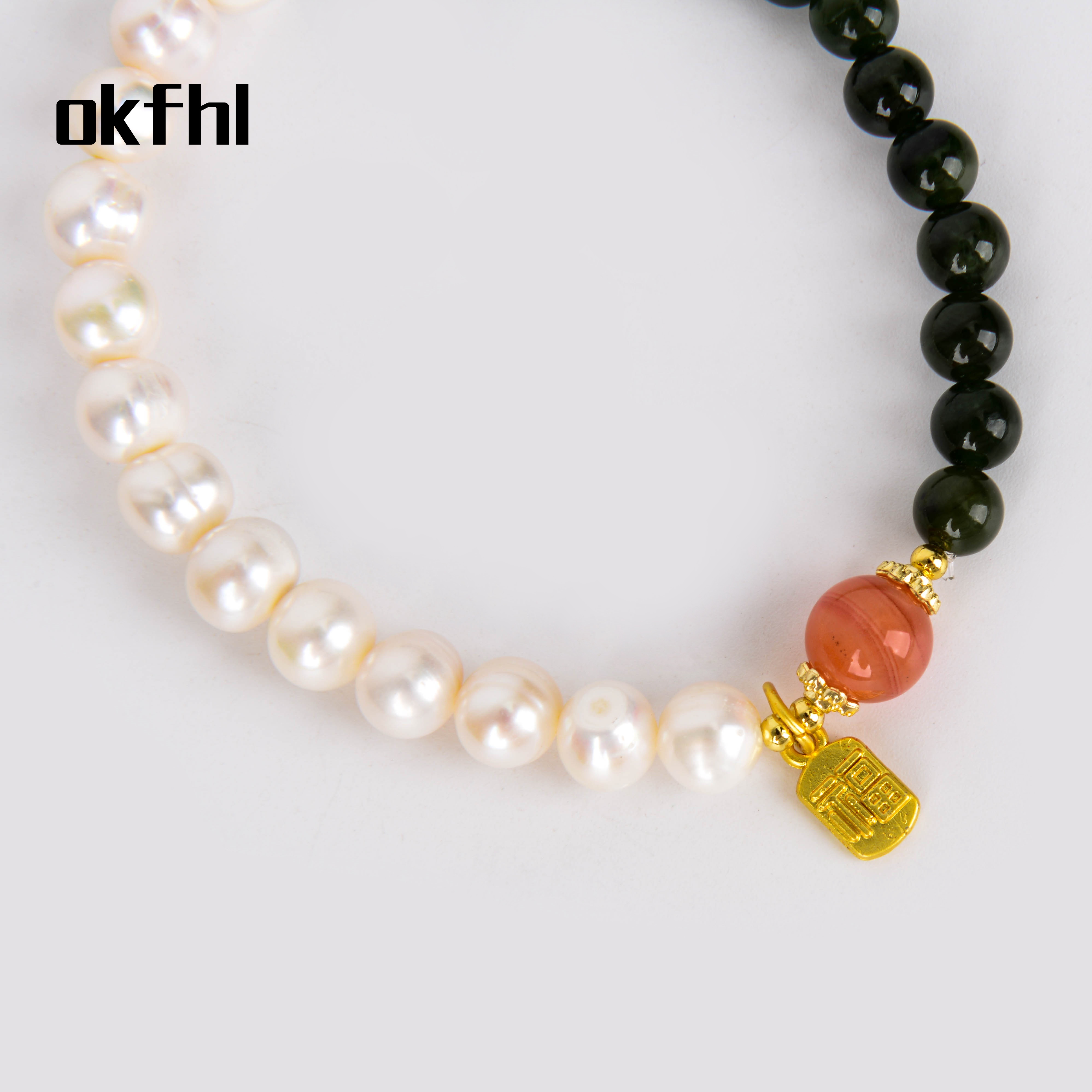 手链/水晶手链/饰品/红绳/五花手链白底实物图