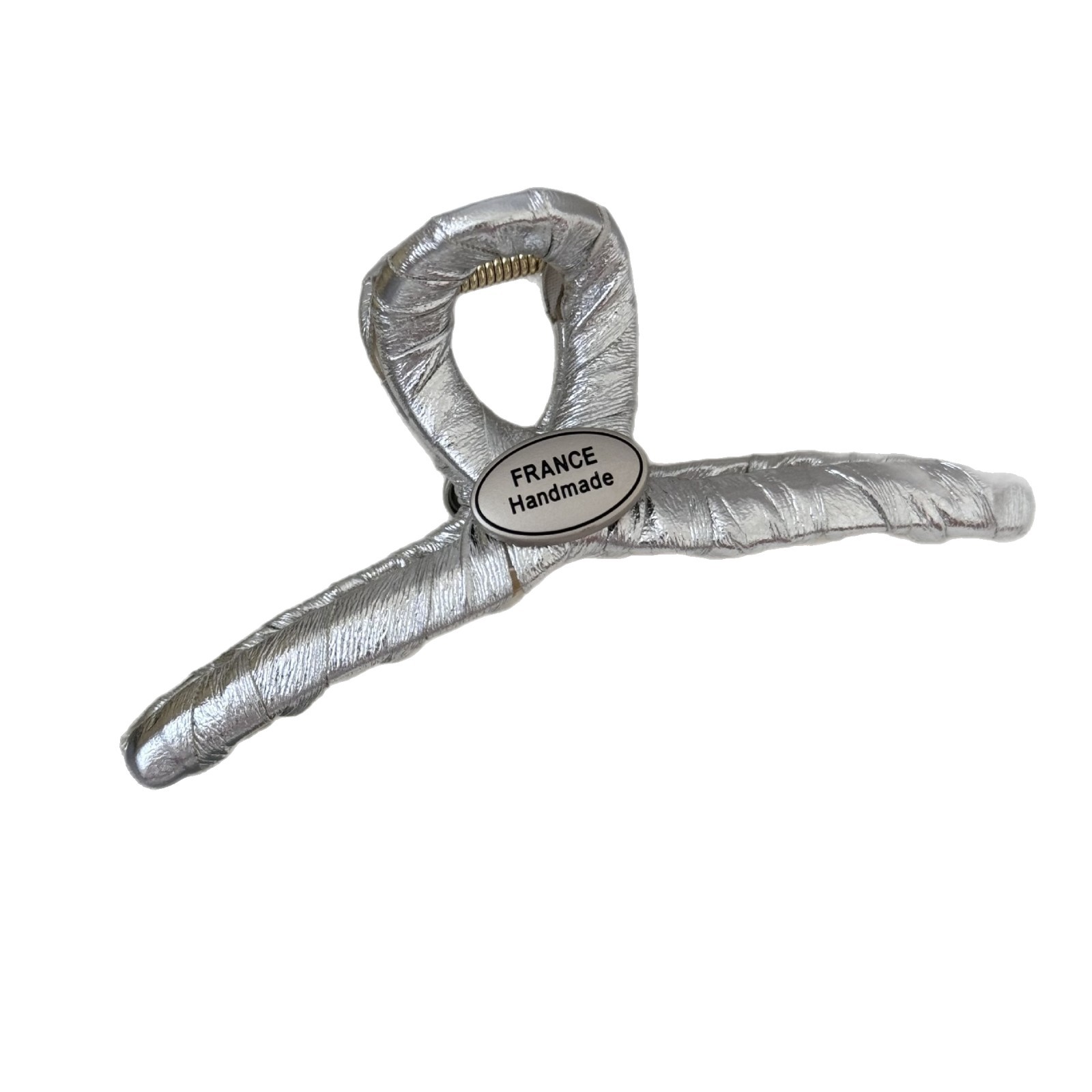 The Korean style of a fresh and elegant girl with a silver wrap clip, a simple and elegant oval logo, and a gentle commuting hairpin at the back of the head Item Picture
