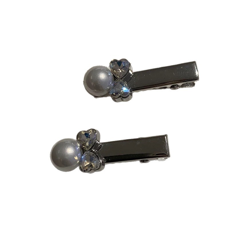 Daily life is very high-end ~ Silver pearl hair clips, women's bangs clips, back of the head headwear, hair accessories, teenage side clips and top clips Item Picture