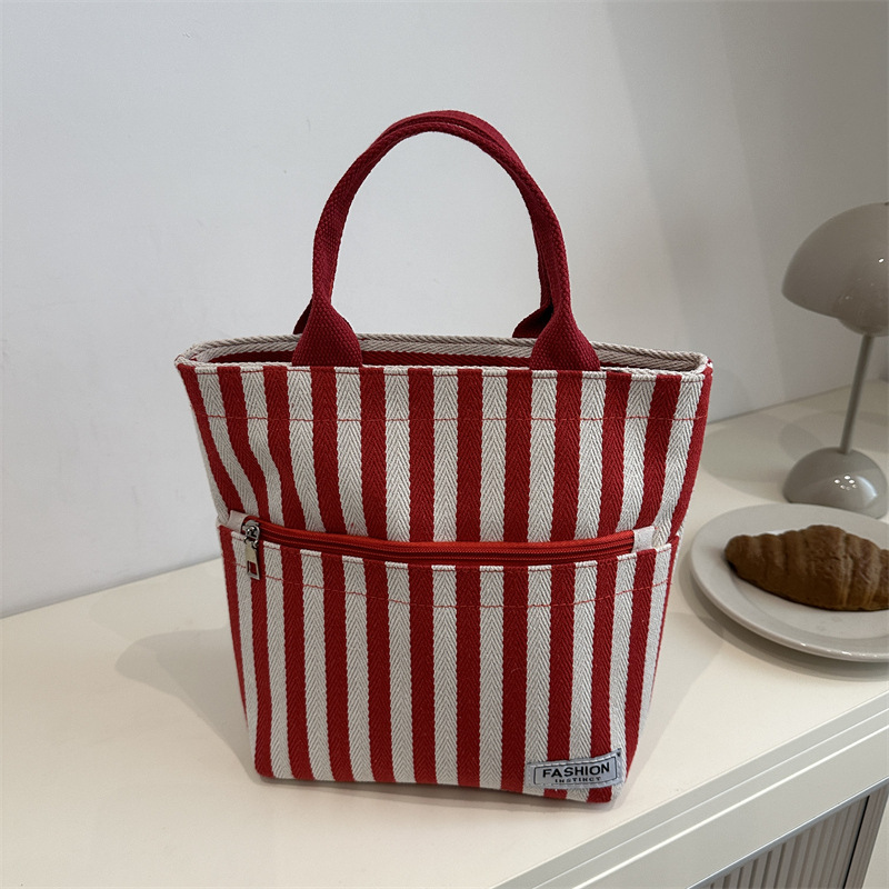 Grocery bento canvas bag, women's hand-held canvas handbag, fashionable bag, Korean-style artistic canvas bag, cloth bag full figure