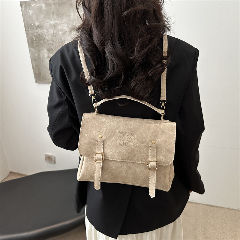College Backpack Women's 2025 Spring New Style, trendy, versatile, niche retro handbag, commuting backpack tote bag details Picture