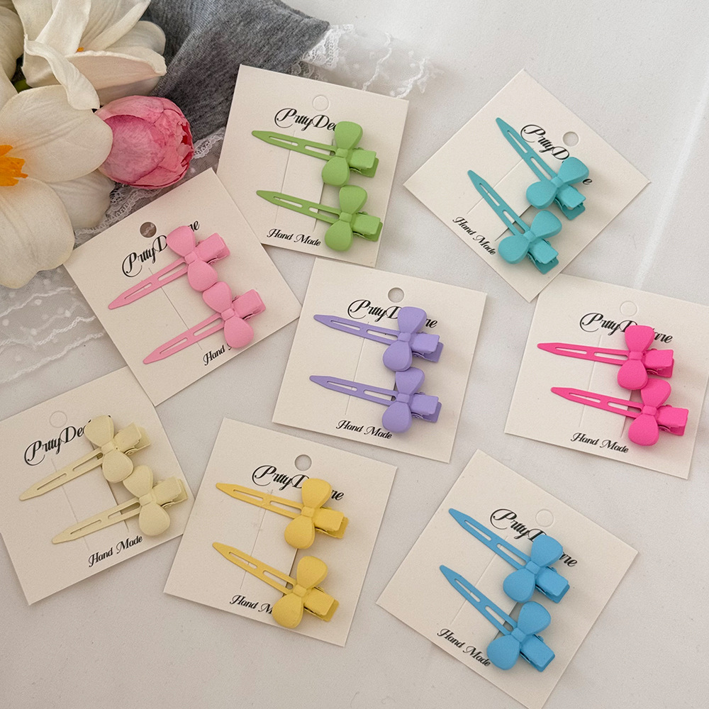2 sets ~ Milkshake candy-colored bow hair clips, makeup clips, Korean-style girl bangs clips, hair clips, hair accessories full figure