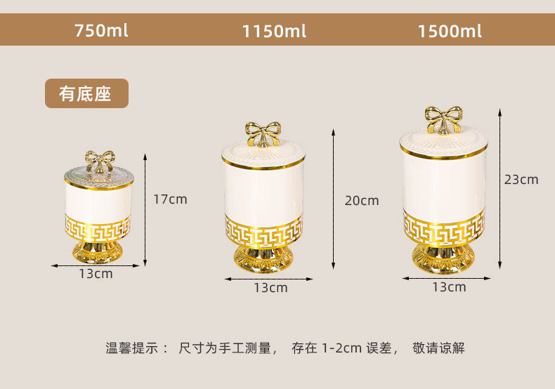 X10-6897-2A Cross-border merchant white European retro high-footed gilded candy jar, seasoning jar, nut jar, light luxury European jar, storage jar detail image 3