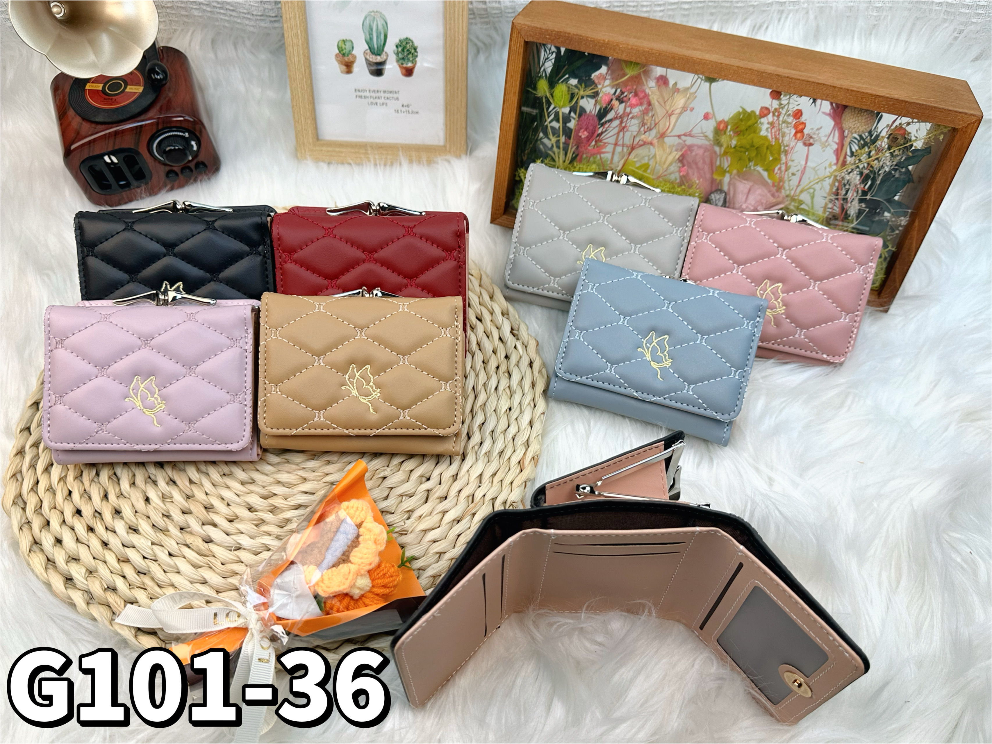 Boca de oro tres plegables pequeña billetera mujer 2025 nueva moda simple gran capacidad multifunción tarjeta bolsa details Picture