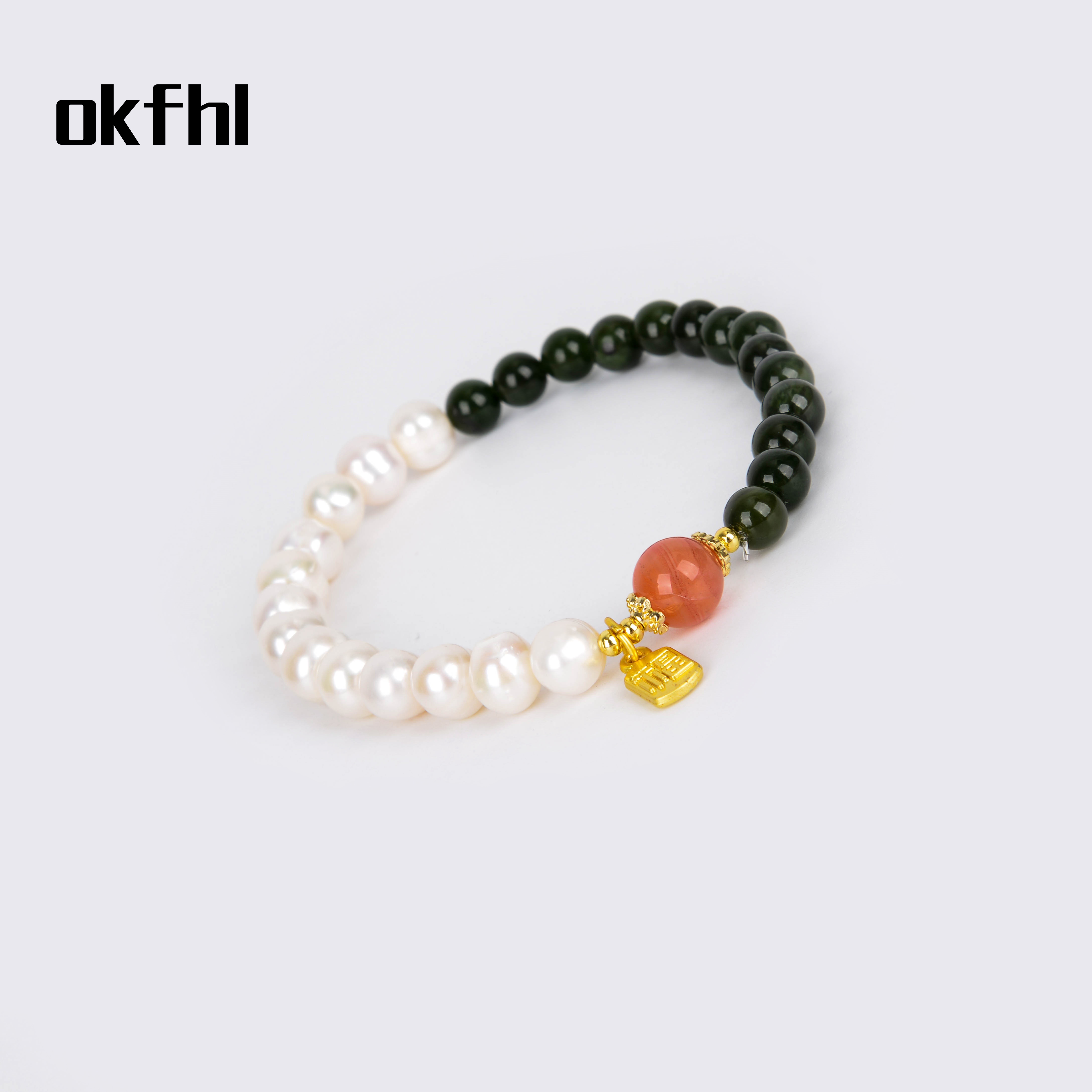 手链/水晶手链/饰品/红绳/五花手链白底实物图