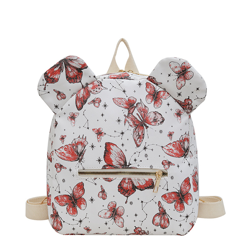 Korean style personalized casual tote bag for women 2025 Spring Niche new fashion college style butterfly print backpack Item Picture