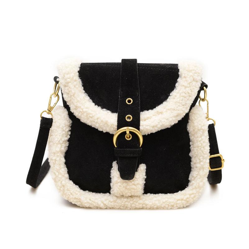 Korean retro-style small bag 2025 new style popular suede furry crossbody bag, lambskin furry bag for women Item Picture