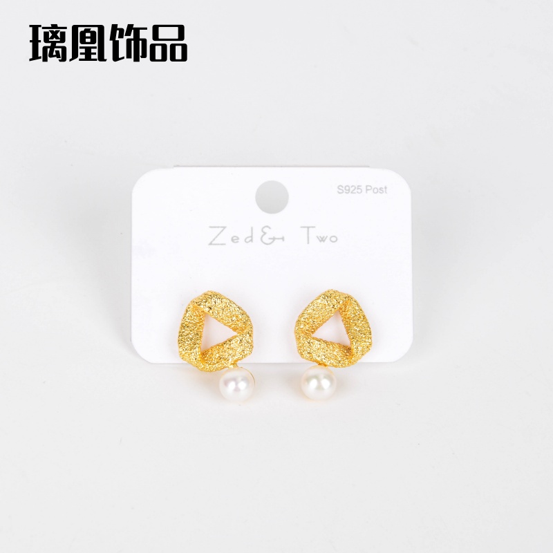 璃凰饰品几何三角耳钉女轻奢高级气质肌理感耳环新款小众百搭通勤独特耳饰